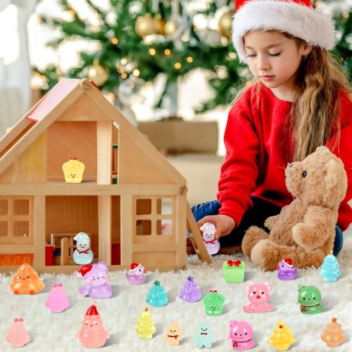 Image of JUNEBRUSHS 50 Pcs Luminous Christmas Mini Resin Figurines