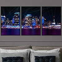 3 Piece Framed Canvas Wall Art City Illuminations Canvas Prints Home Artwork Decoration for Living Room,Bedroom - 16