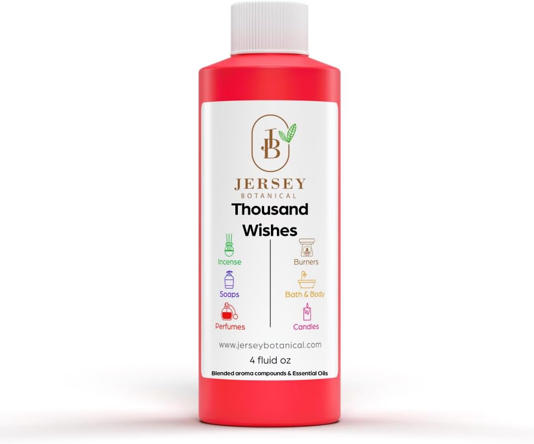 Jersey Botanical - A Thousand Wishes Fragrance Oil 4 oz. for Soap Making, Candle Making, Scented Oil Wax Melts, Home Scent Oil Diffusers, Bath Bomb, DIY Slime, Body Butter Lotions