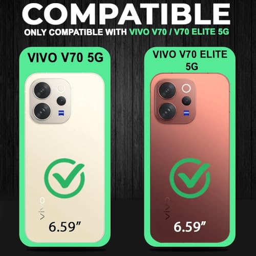Image of AESTMO Vivo V70 5G / V70 Elite 5G Back Cover | Armor Camera Slider 360 Degree Rotating Finger Ring Holder Case with Bracket Stand Back Case Cover (Compatible with MagSafe Accessories) (Black)