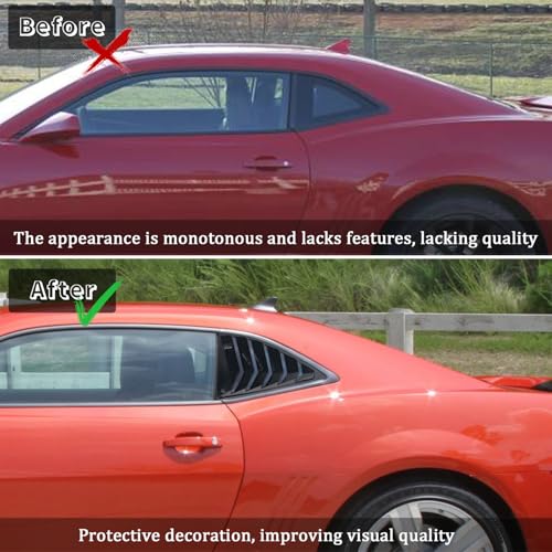 Image of Kurtz Rear Side Window Louvers for Chevy Camaro 2010 2011 2012 2013 2014 2015 Triangular Window Glass Blinds Air Vent Scoop Shades Cover Blinds Trim Sport Exterior Accessories ABS Bright Black 2PCS