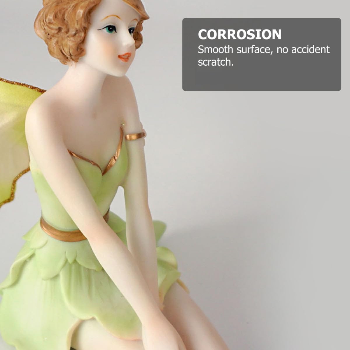 Figura Decoración Elegante Pintada a Mano de Ángel de Resina Obsequio Adecuado para Cumpleaños Diseño de Hada Floral Verde para Sala de Estar o Club