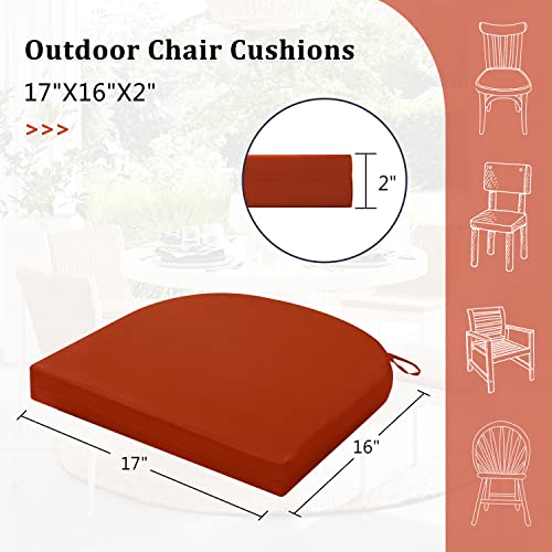 Cozyide Outdoor Chair Cushions, Waterproof Patio Seat Cushions With Adjustable Straps, Round Corner Patio Chair Cushions For Garden, Brick Red, 17X16X2 Inch (Pack Of 4) #TOP5
