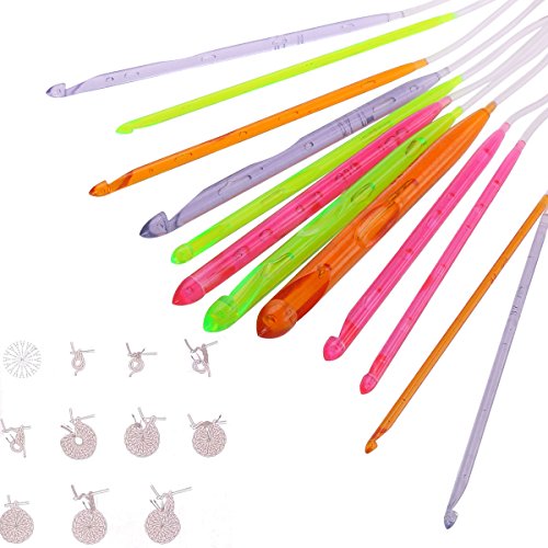 Tinksky 12 Sizes Colorful Plastic Carpet Crochet Hooks Knitting Needles 3.5mm to 12.0mm with Cable - Thumbnail 4