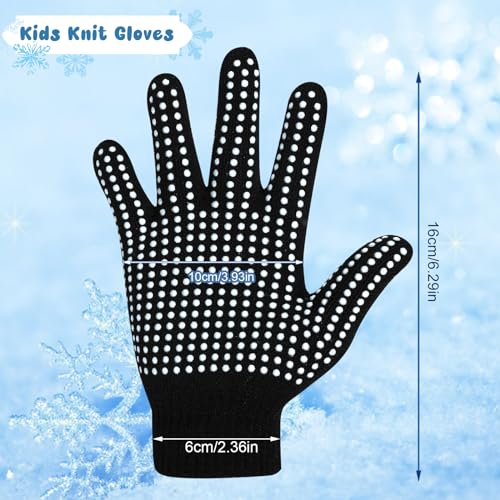 ONESING 9 Pairs Kids Gloves with Grips - Stretchy Kids Knit Gloves Winter Gloves for Boys Girls - Children Gloves for Winter3