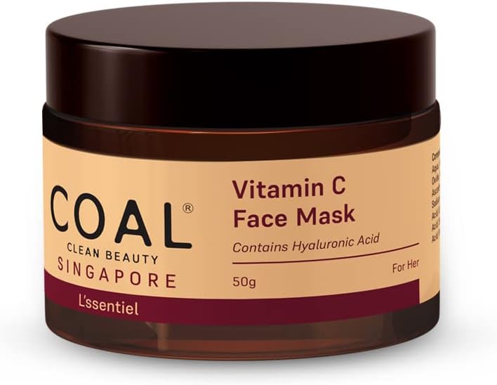 COAL CLEAN BEAUTY Vitamin C Face Mask | Hyaluronic Acid, Mango Extract, Ginger Extract, Xanthan Gum | Cleans Pores, Glowing & Brightening Skin | Women | All Skin Types, 50 g (Pack of 1), White