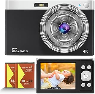 Digital Camera for Kids Boys and Girls - 4K Video 50MP Children's Camera with 2 Batteries, 2,8" IPS 16x Digital zoom Anti Shake Rechargeable Electronic Mini Camera for Students, Teens, Beginners