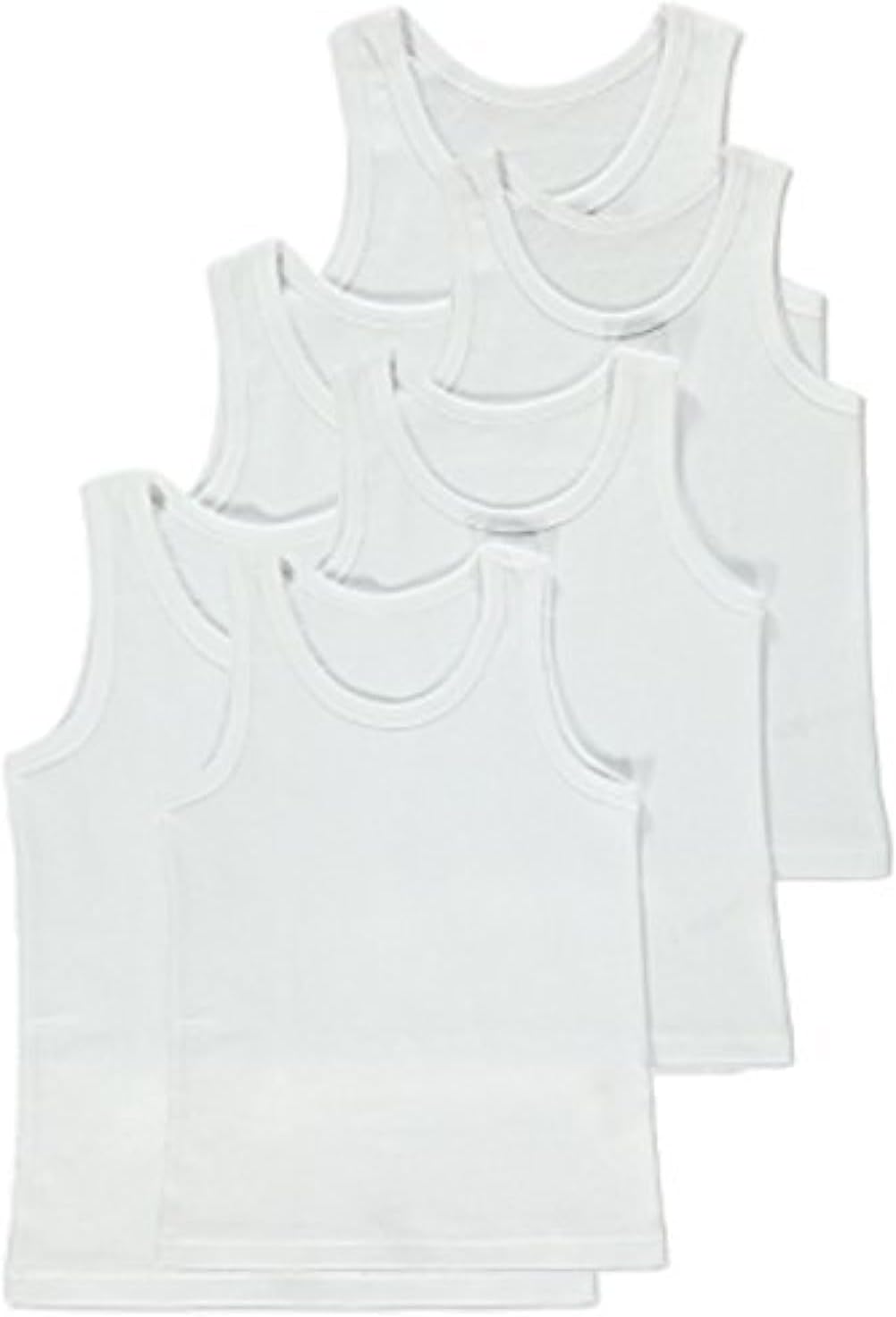 Back to School 6 Pack of Boys 100% Cotton Warm Vests. White & Black/Available in Ages 1 up to 13 Years.