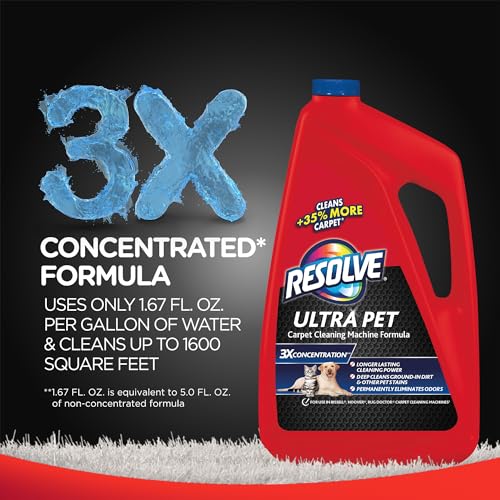 Resolve Ultra Pet Steam Carpet Cleaner Solution Shampoo, 3X Concentrate, Safe for Bissell, Hoover & Rug Doctor, Carpet Cleaner, Pet Stain and Odor Remover, Carpet Cleaner Solution, 48 oz