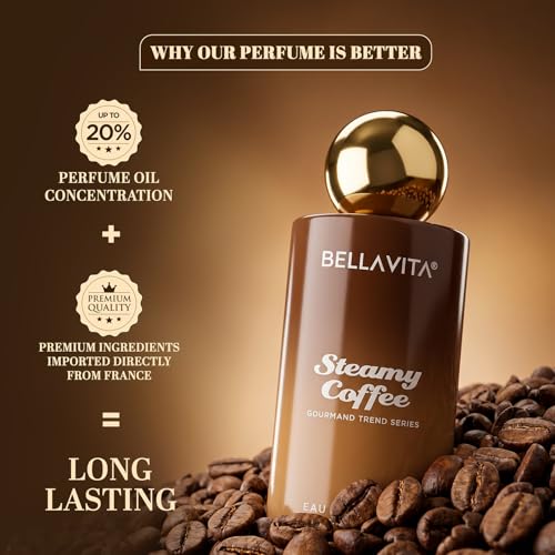 Image of BELLAVITA Steamy Coffee | Long Lasting EDP | 100ml | Perfume for Man | Perfume for Woman | Smells Like a Fresh Brewed Coffee | Vanilla, Almond & Sandalwood | Premium Unisex Gourmand Fragrance