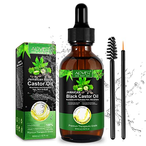 [Acelerar el crecimiento del cabello] Aceite de ricino 100% orgánico natural prensado en frío Castor Oil para el cabello, tratamiento para cabello dañado cuerpo, uñas, pestañas, cejas, 60 ml