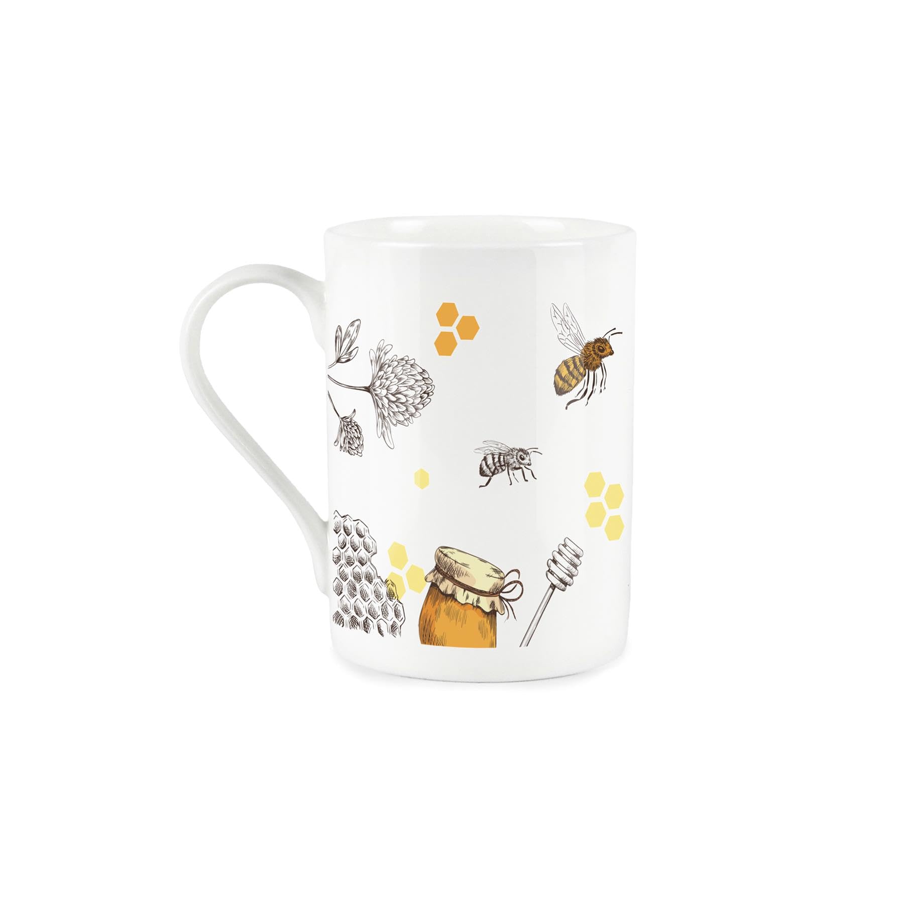 Purely Home Honey Bees & Beehives Mug - Golden Yellow Bumblees & Honeycomb Gift/Present - White Bone China Tea/Coffee Drinks Cup - Image 2