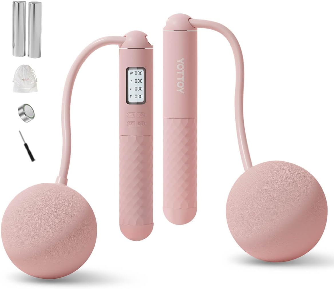 Jump Rope with Counter,YOTTOY Cordless Weighted Skipping Jump Rope for Fitness Exercise, Ropeless Jump Rope with Large Cordless Ball for Women Training Indoor and Outdoor… Jump Rope with Counter,YOTTOY Cordless Weighted Skipping Jump Rope for Fitness Exercise, Ropeless Jump Rope with Large Cordless Ball for Women Training Indoor and Outdoor…