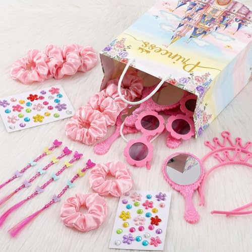 Image of Party Propz Return Gifts for Birthday - 70 Pcs, Princess Theme Birthday Return gift for kids age 6-10,Headband,Scrunchy,Pink Eyeglasses,Mirror,Hair Clips,Gift Bag,Party Favours