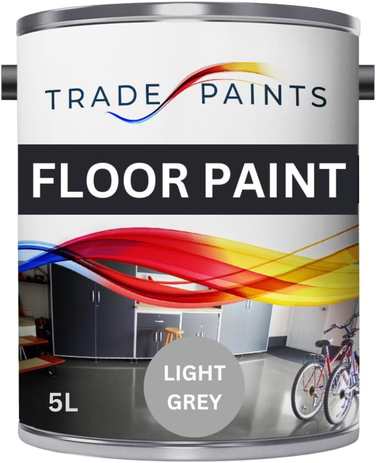 Heavy Duty Quick Dry Floor - Garage, Workshop, Warehouse, Industrial Floor - Ideal For Concrete, Stone, Brick, Wood & Metal (Light Grey BS00A05, 5 l Pack of 1)