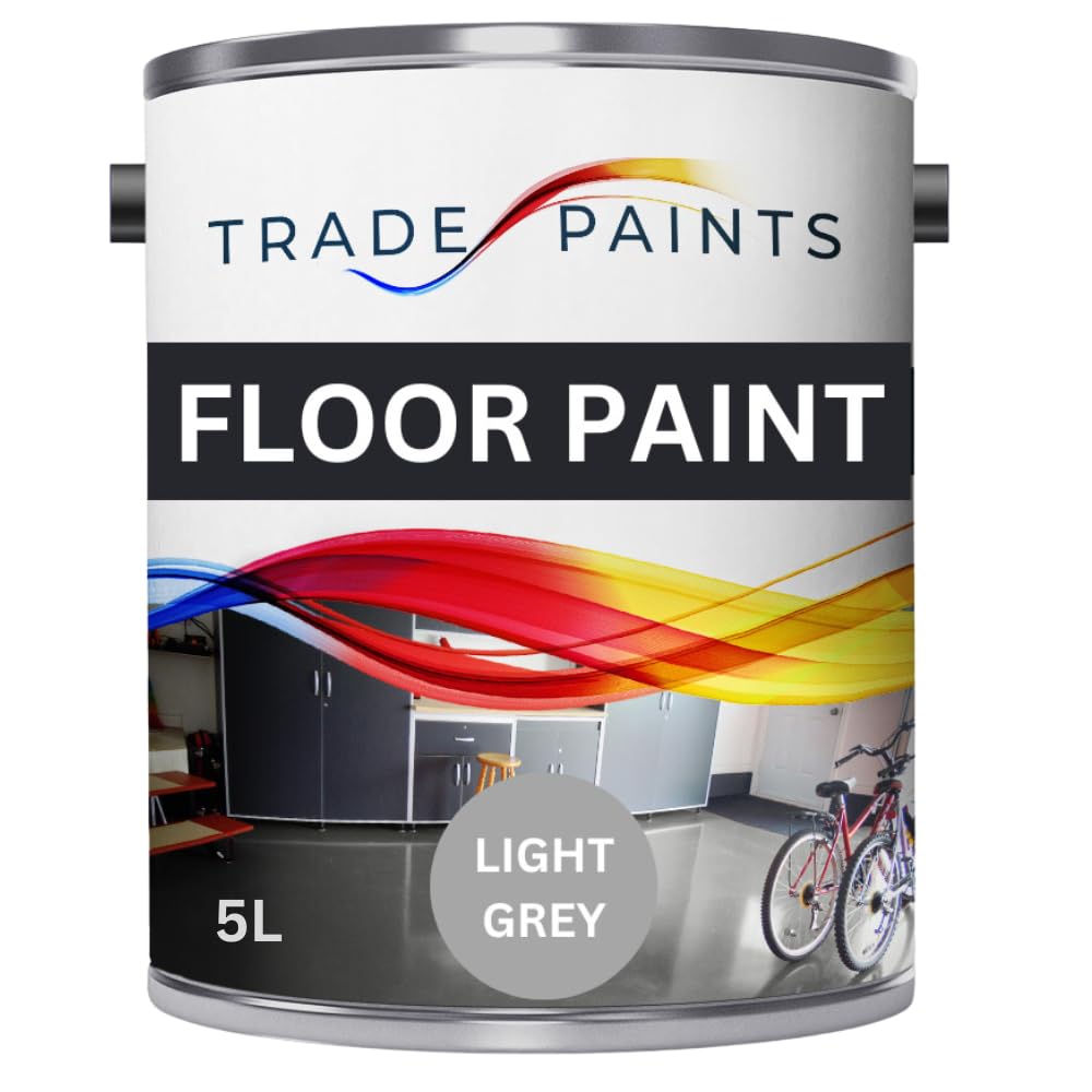 Trade Paints Heavy Duty Quick Dry Floor - Garage, Workshop, Warehouse, Industrial Floor - Ideal For Concrete, Stone, Brick, Wood & Metal (Light Grey BS00A05, 5 l Pack of 1)