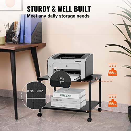 Vevor Printer Stand With Storage, Under Desk 2 Tier Printer Stand, Printer Cart With Storage Shelves For Printer, Scanner, Fax, Home Office Use, Carb Certified, Black #TOP3