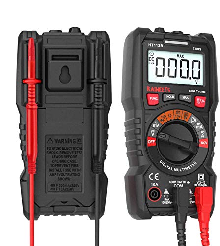 KAIWEETS 4000 Counts TRMS Auto-Ranging Digital Multimeter/Ohmmeter/Voltmeter Diode 1.5v/9v Real-Time Accurate Battery Voltage
