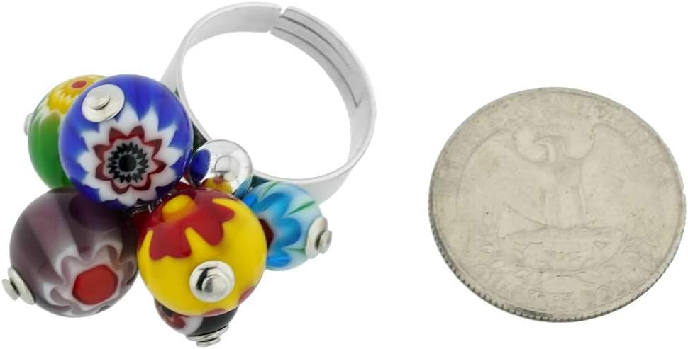 Glass Of Venice Murano Glass Millefiori Sorgente Ring - Multicolor