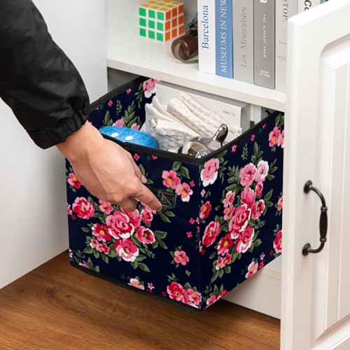 Boîte de rangement pliable fleurie pour placard et chambre