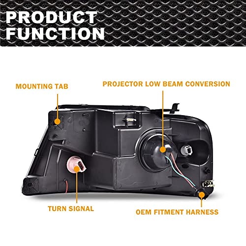 G-Plus Led Drl Headlights, Compatible With 2004-2008 Ford F150/ 2006-2008 Lincoln Mark Lt Bumper Headlamp, Clear Lens Chrome Housing Amber Reflector #TOP2