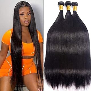 Morbeau Brazilian Virgin Hair Straight 36 38 40 inch Long Straight Human Hair Bundles Natural Black Unprocessed Brazilian Straight Hair Extensions Long Remy Human Hair Weave Bundles