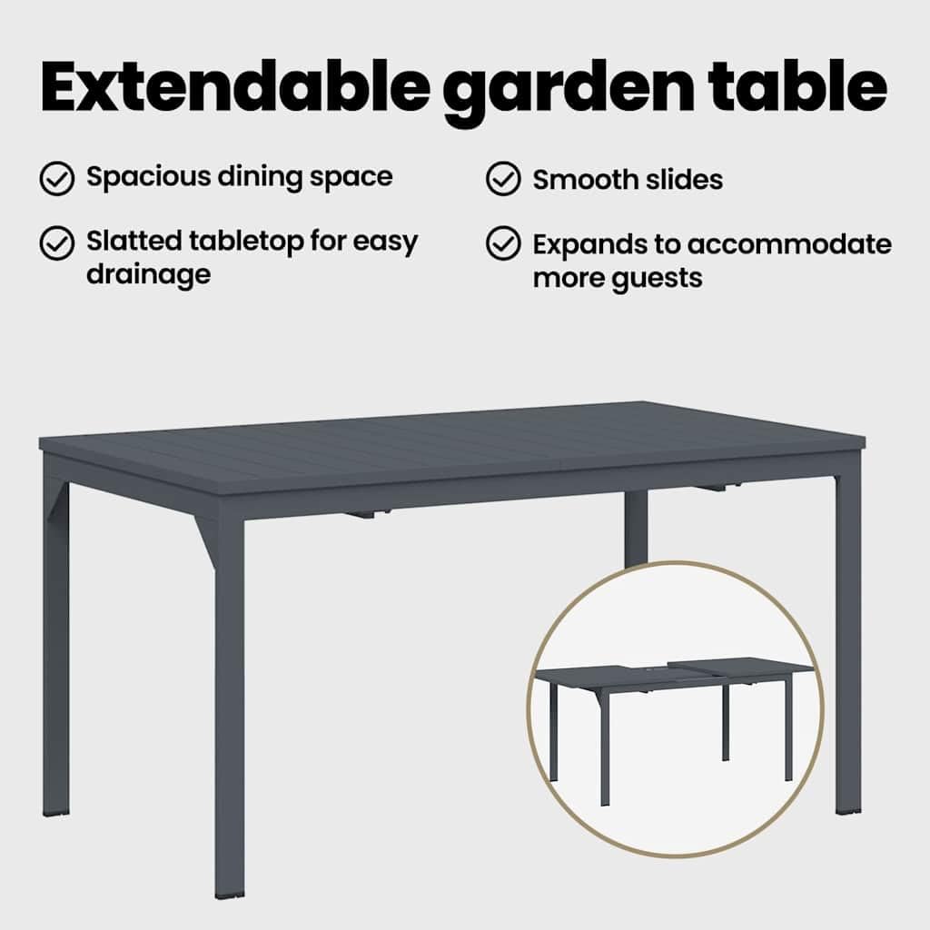 vidaXL Tuin eettafelset 9 st Antraciet Poedercoating staal | Houdt zwaardere spullen goed vast, Gemaakt van water- en winddichte materialen, Modern ontwerp dat elke tuin opflett