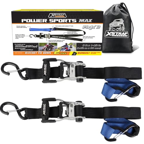 XSTRAP STANDARD 2Pk Heavy Duty Motorcycle Ratchet Tie Down Straps, 1.5