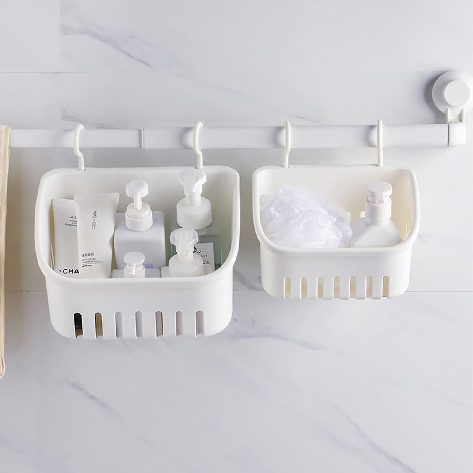 NGCG Hanging Storage Basket With Hooks Hollow Out Draining Organizer Holder Hanging Storage Baskets For Bathroom, small