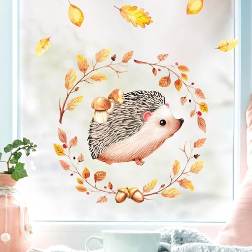 Wandtattoo Loft Herbst-Fensterbild – Wiederverwendbare Aufkleber Mit Fuchs Und Drachen, 2 X A3 Bögen