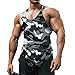 ZERAOKE Men's Plus Size Performance Camo Athletic Tank Top,Gym Workout Bodybuilding Muscle Shirt,Sleeveless Fitness Shirt-Red-L