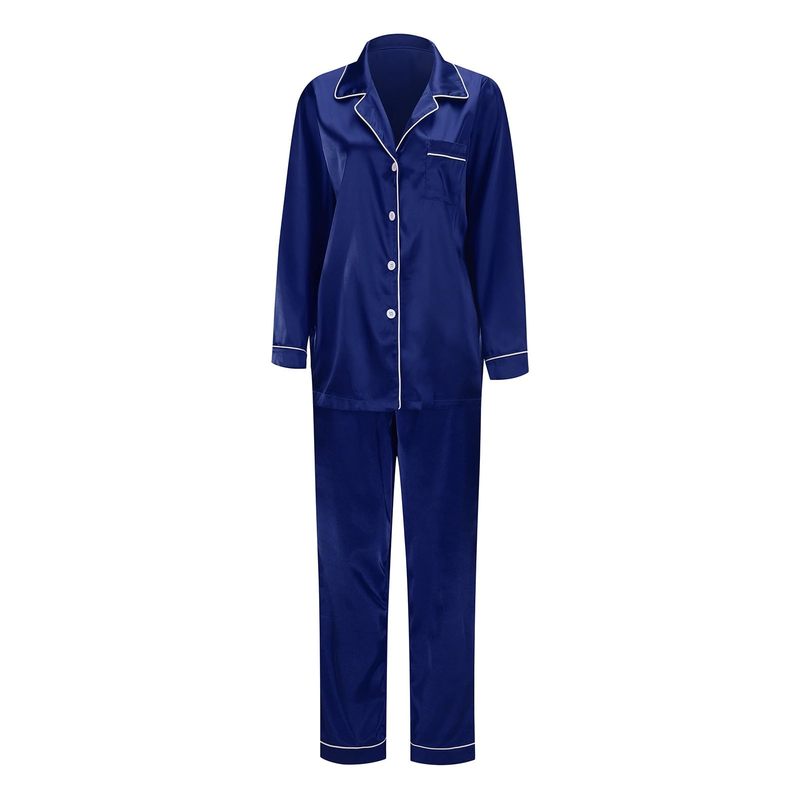 Sunnyuk Weihnachtspyjama Familie Set Satin Schlafanzug Damen Herren Kinder Nachthemd mit Knopfleiste Weihnachts Pyjama Family Langarm Seide Nachtwäsche Zweiteiliger Hausanzug Lang Elegante Loungewear