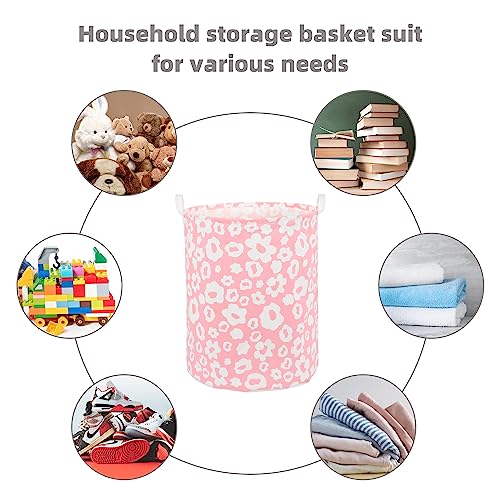 Image of Foldable Baby Laundry Basket Hamper for Nursery Girl kids Clothes laundry hamper basket Portable Tall Collapsible Cute Laundry Basket Organizer, Nursery Storage Basket with Handles (Pink Flowers)