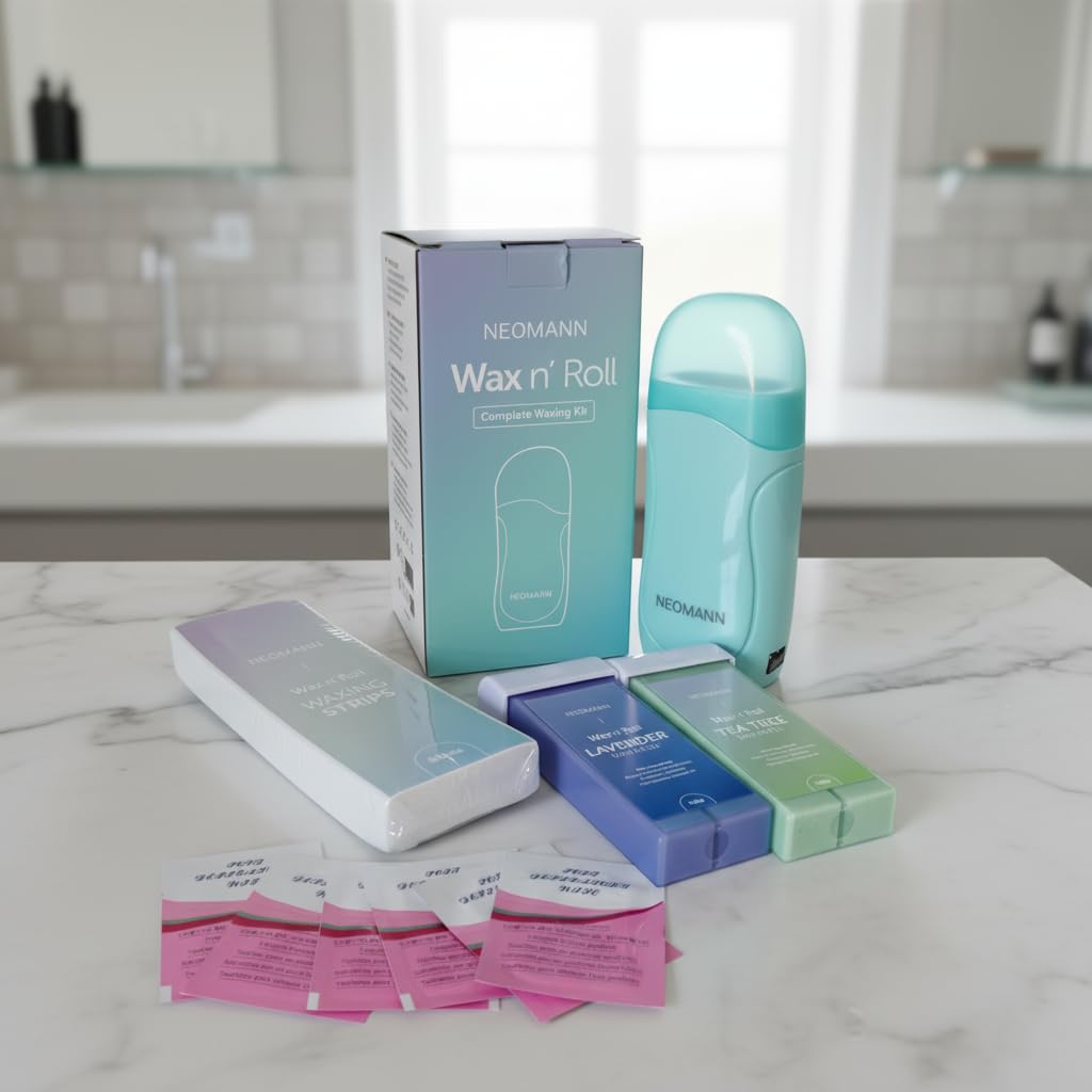 Roll on Wax Roller Kit for Hair Removal with Tea Tree, Lavender, 50 Wax Strips for Hair Removal - Torouflage, with 6 Post-Wax Treatments