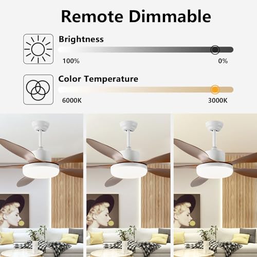 Ventilateur de plafond LED 48W intensité variable et télécommande intelligente