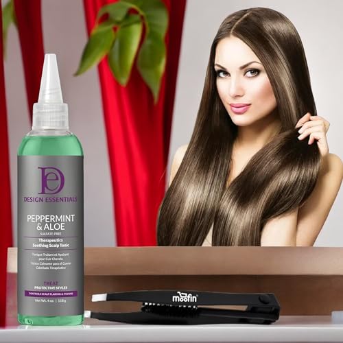 Design-Essentials-Peppermint-and-Aloe-Soothing-Scalp-Tonic-4oz-with-Moofin-Eyebrow-Tweezers-Refreshing-Hair-Care-Set-for-Itchy-Scalp-Hydrates-Cleanses-Dermatologist-Tested-Pack-of-6