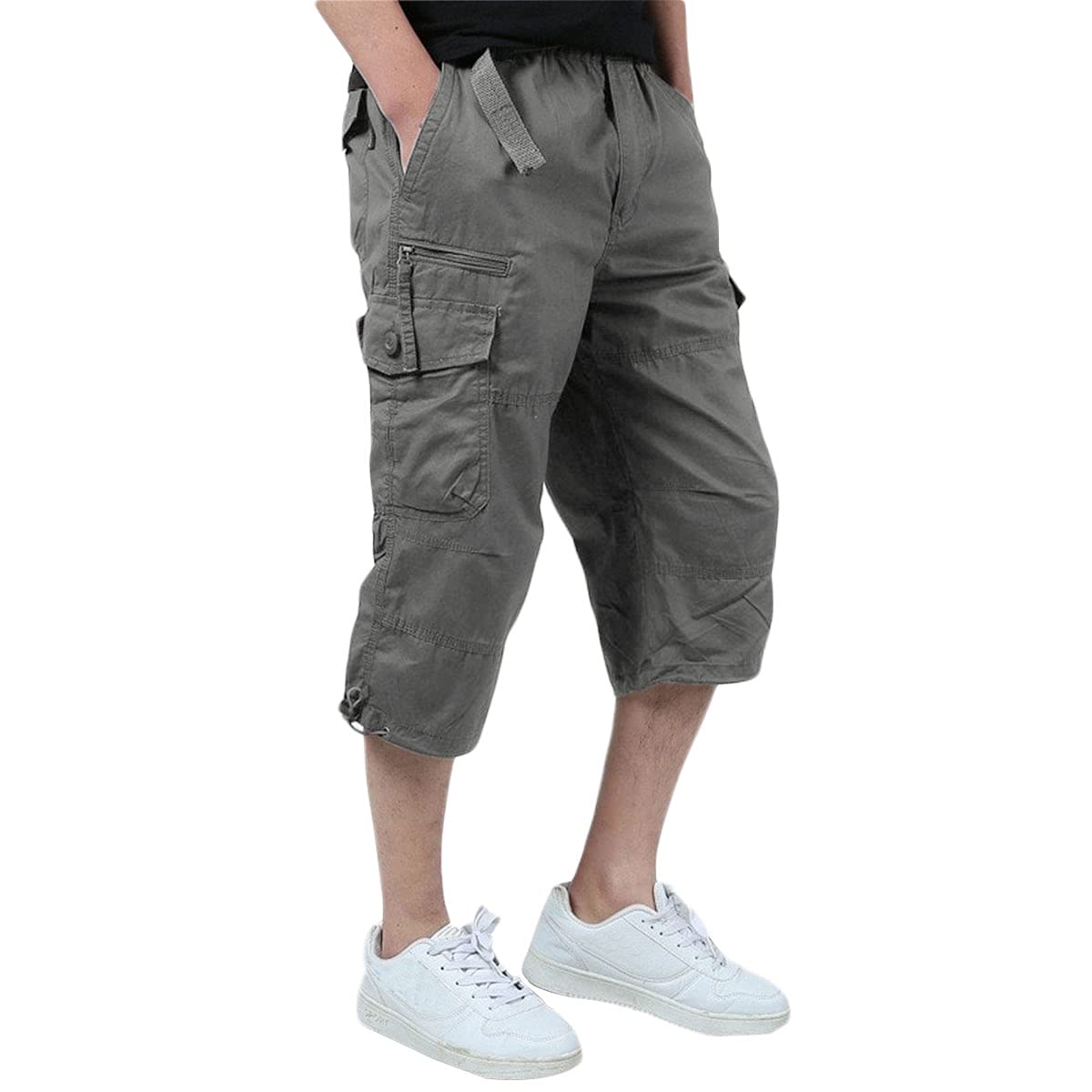 Allthemen Pantaloni Cargo Estivi 3/4 da Uomo Pants da Lavoro Casual in Cotone con Multitasche Pantaloncini per Il Tempo Libero Sport