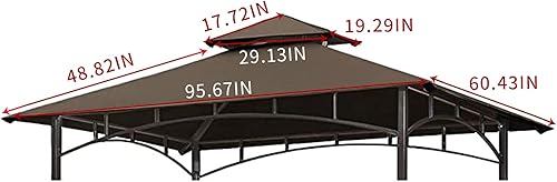 Miniatura 4 de CoastShade Gazebo de barbacoa de 8 x 5 pulgadas, doble nivel, techo de repuesto para exteriores, carpa de techo, color marrón