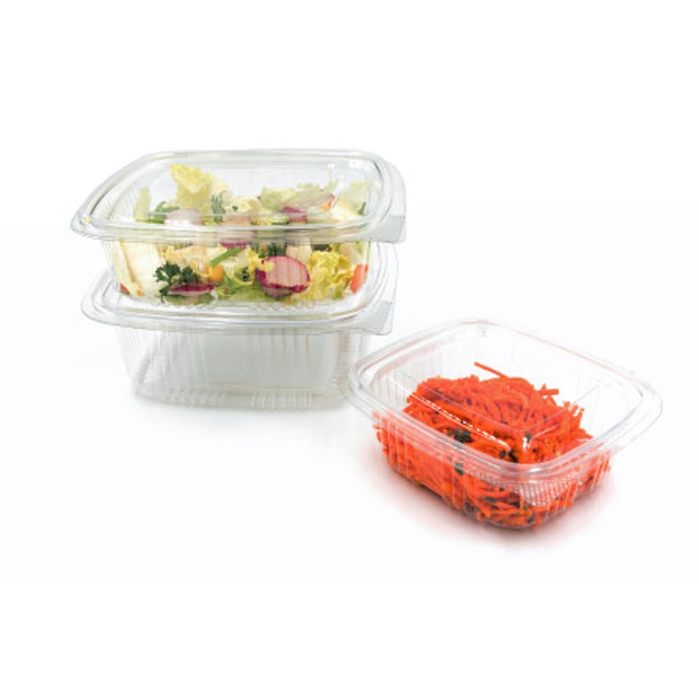 Générique 100 barquettes fraicheur à charnière 1000 cc en plastique PET pour salade et aliments froids