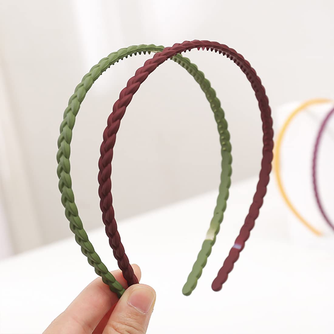 Confezione Da 5 Cerchietti Antiscivolo Intrecciati Per Capelli - Fasce Elastiche Morbide Per Trucco, Sport E Uso Quotidiano, Colori Assortiti
