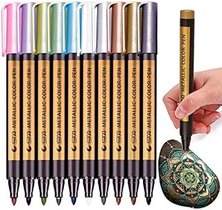 Paint Marker Pens, Metallic Fabric Markers Permanent, Glitter for Black Paper, Rock Painting