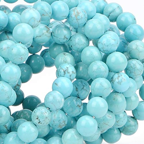 100Pcs Natural Crystal Beads Stone Gemstone Round Loose Energy Healing Beads with Free Crystal Stretch Cord for Jewelry Making (Turquoise, 6MM) - Thumbnail 3