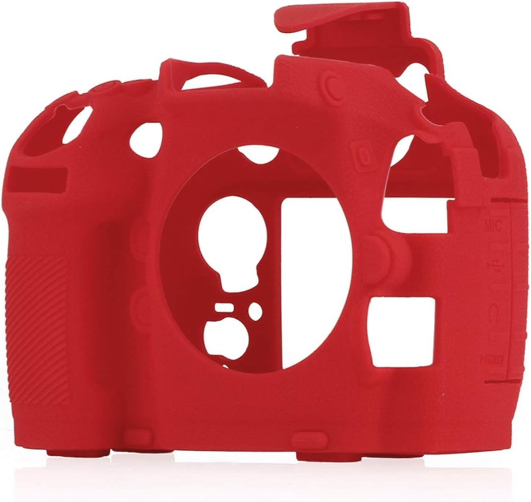 Camera Case for Nikon D800 D800E - Silicone Protective DSLR Skin Cover, Detachable Cage, Shockproof, Dustproof (Red)