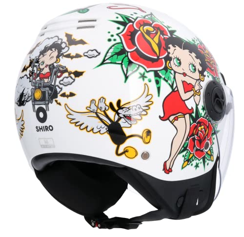 Motorradhelm Halbschale, ECE-zugelassen, La Betty, Weiß, Größe S (55/56)