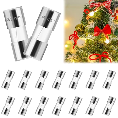 smseace 3A Christmas Light Fuses 20Pack 3A 3AMP 125 Volt Fuse 0.14 x0.39 inch /3.6x10mm 3 amp 125 Volt Fuse for String Lights