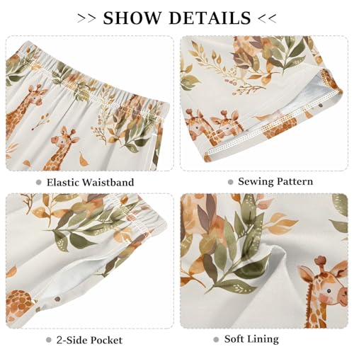 Cute Giraffe B Short Pajama Pants Bottoms Soft Sleepwear with Pockets3