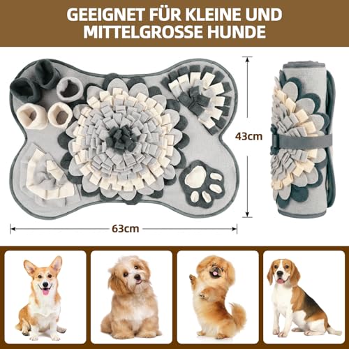 Schnüffelteppich Hund, Interaktive Suchspiel Futtermatte, Langsamfü, Hundes bereichern, Anti Rutsch Waschbare Schnüffelmatte – Für Welpen und Mittelgroße Hunde(64 x 40cm)