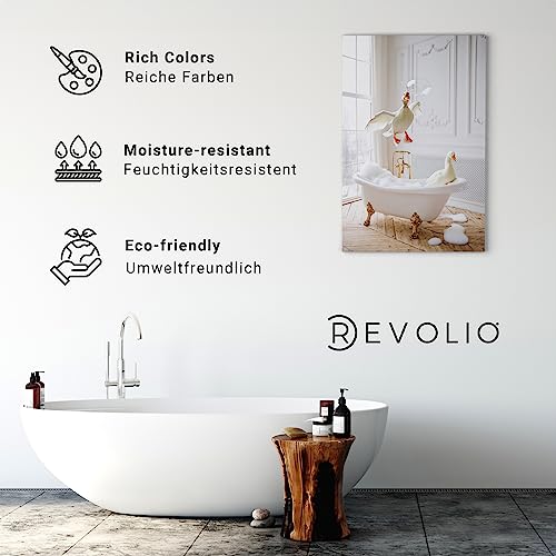 Revolio 60x90 cm Canvas Schilderijen voor Bad - Woonkamer Bar Caffè - Foto op Canvas - Wanddecoratie - Hout Frame - Leuke dieren in bad - Afbeelding 3