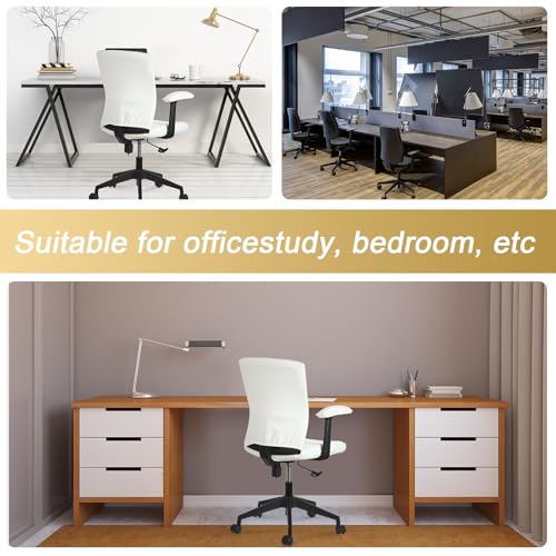 Tallew 4 Pcs Office Chair Covers PU Leather Office Desk Accessories Universal Computer Chairs Cover Stretchable Protective Chair Seat Covers Desk Armrest Cover Slipcovers Rotating Backrest(Beige) - Thumbnail 6