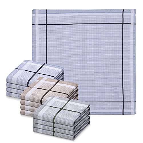 JEMIDI Pañuelos hombre de algodón - Juego 12x pañuelos tela hombre de colores para bolsillo nariz para caballero - Pañuelos de tela cuadrados 40x40 cm - Lavables a máquina